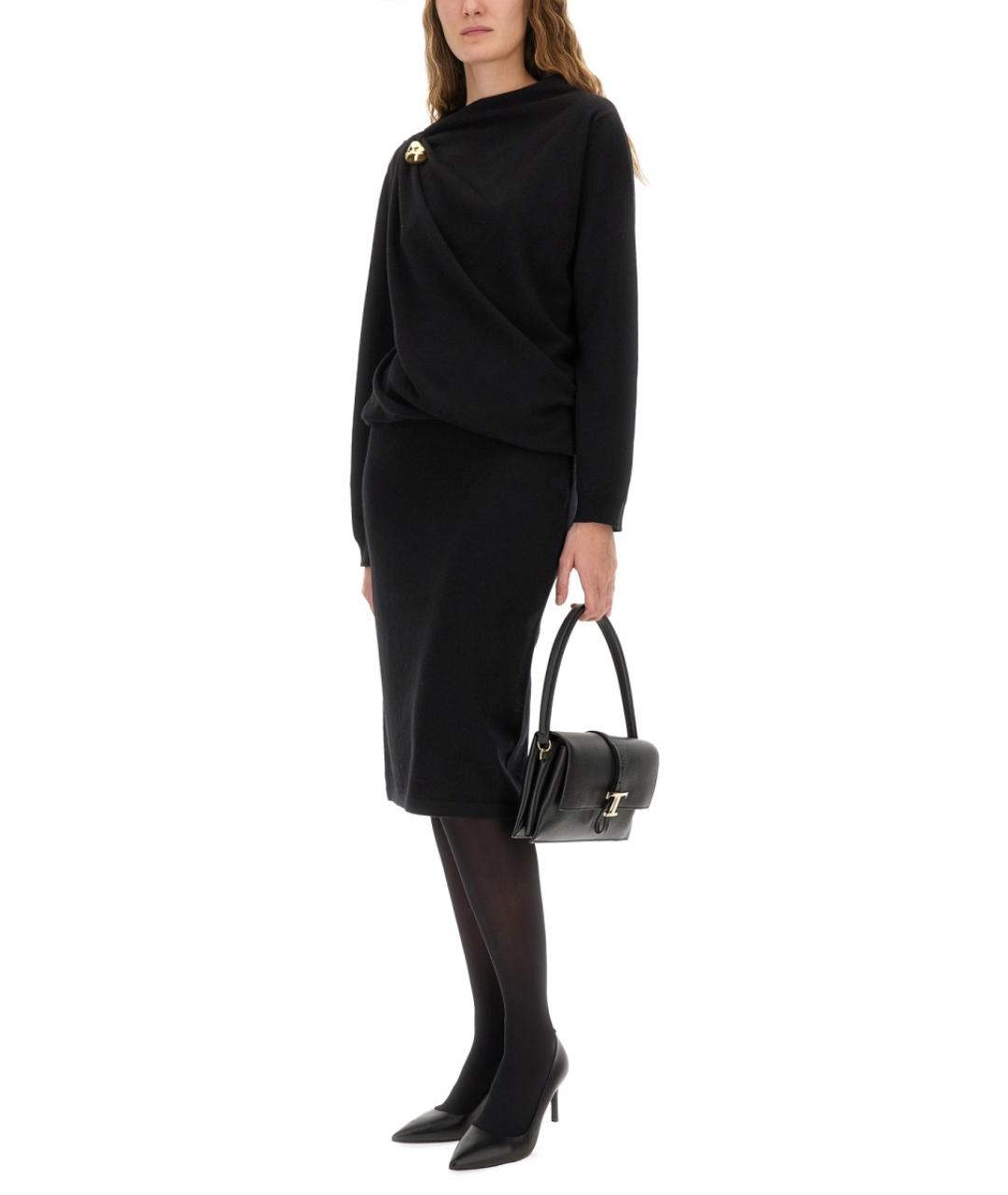 FABIANA FILIPPI Черное шерстяное повседневное платье, фото 3