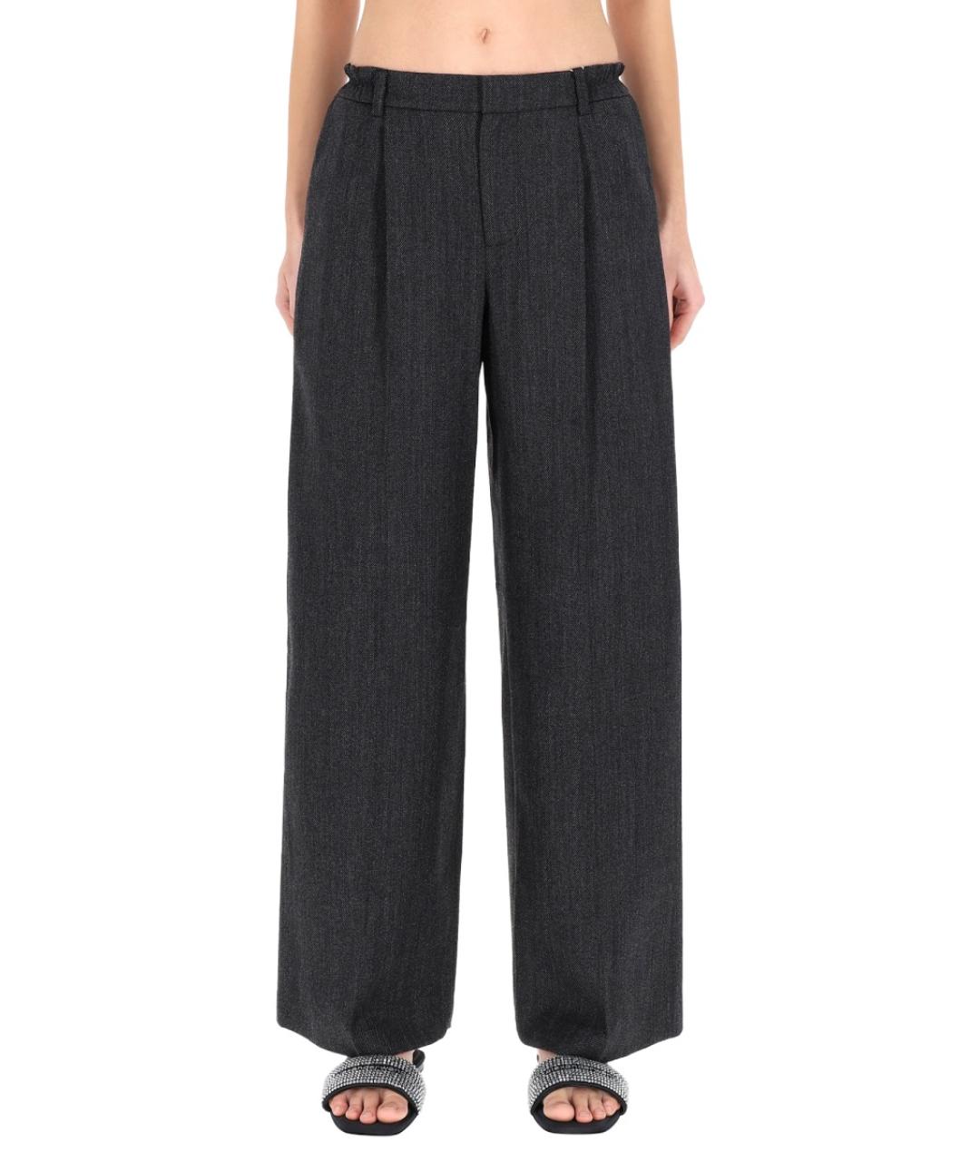 ALEXANDER WANG Антрацитовые шерстяные прямые брюки, фото 5