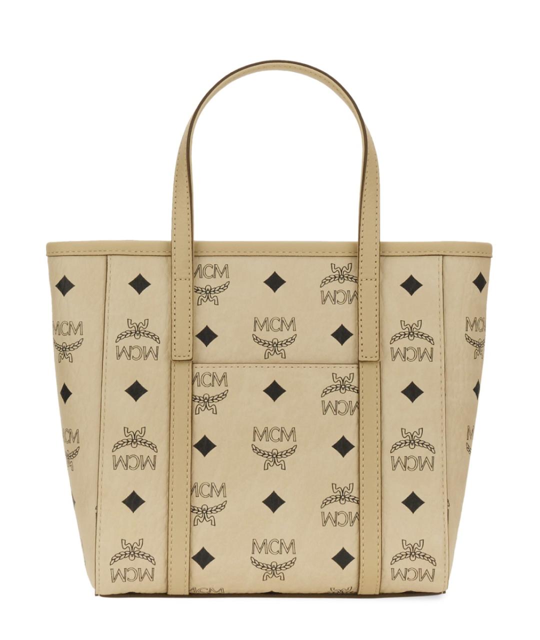 MCM Бежевая сумка тоут из искусственной кожи, фото 2