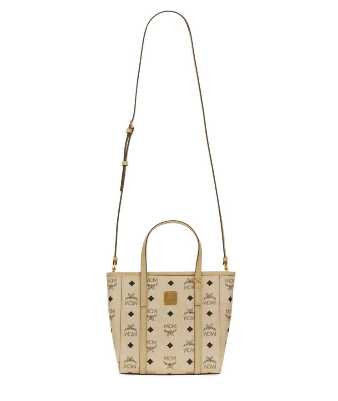 MCM Бежевая сумка тоут из искусственной кожи, фото 3