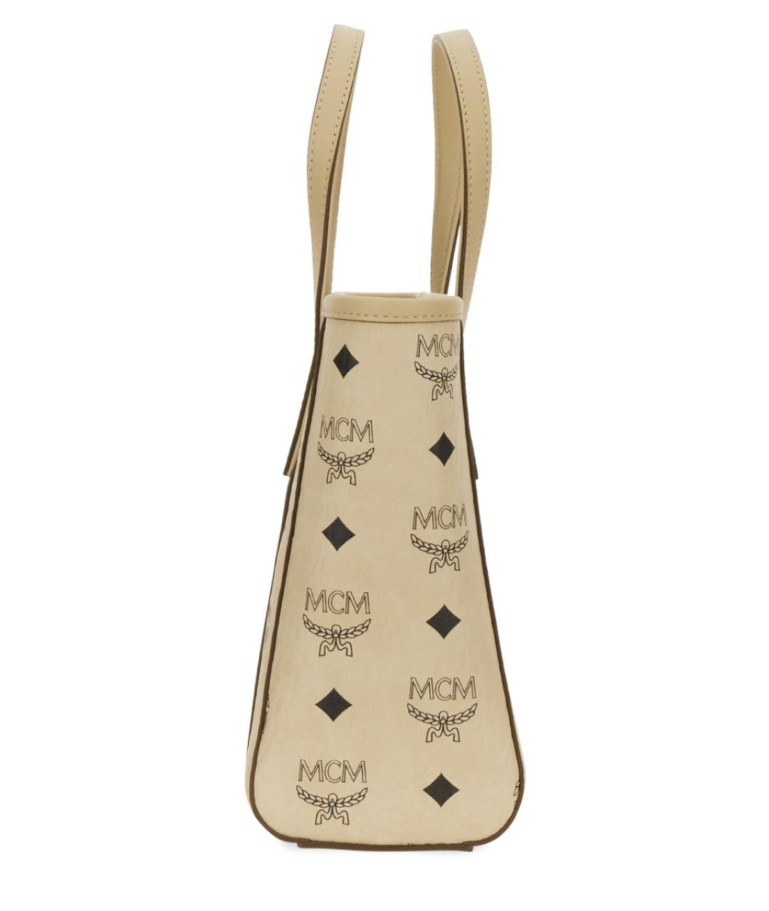 MCM Бежевая сумка тоут из искусственной кожи, фото 4