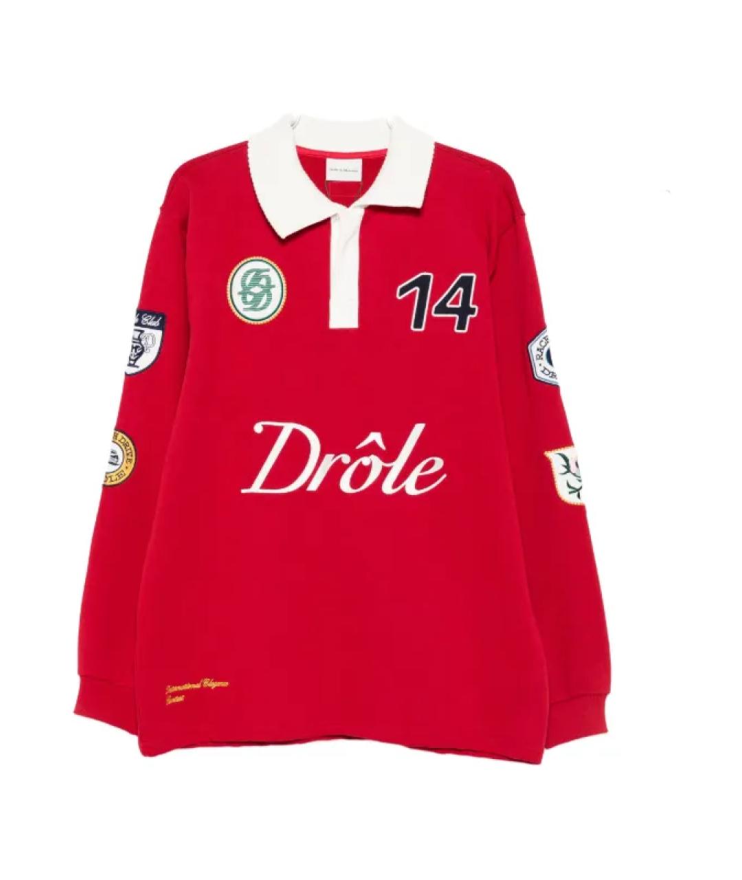 Drole de Monsieur Красное хлопковое поло с коротким рукавом, фото 1