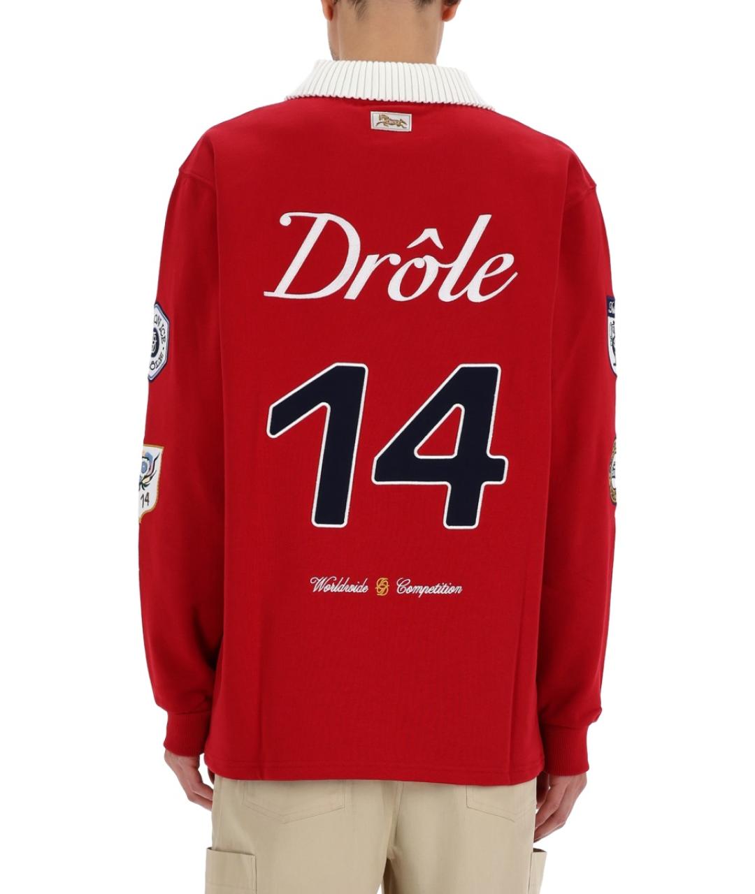 Drole de Monsieur Красное хлопковое поло с коротким рукавом, фото 3