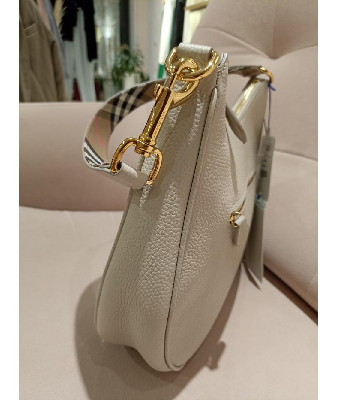 BURBERRY Бежевая кожаная сумка с короткими ручками, фото 2