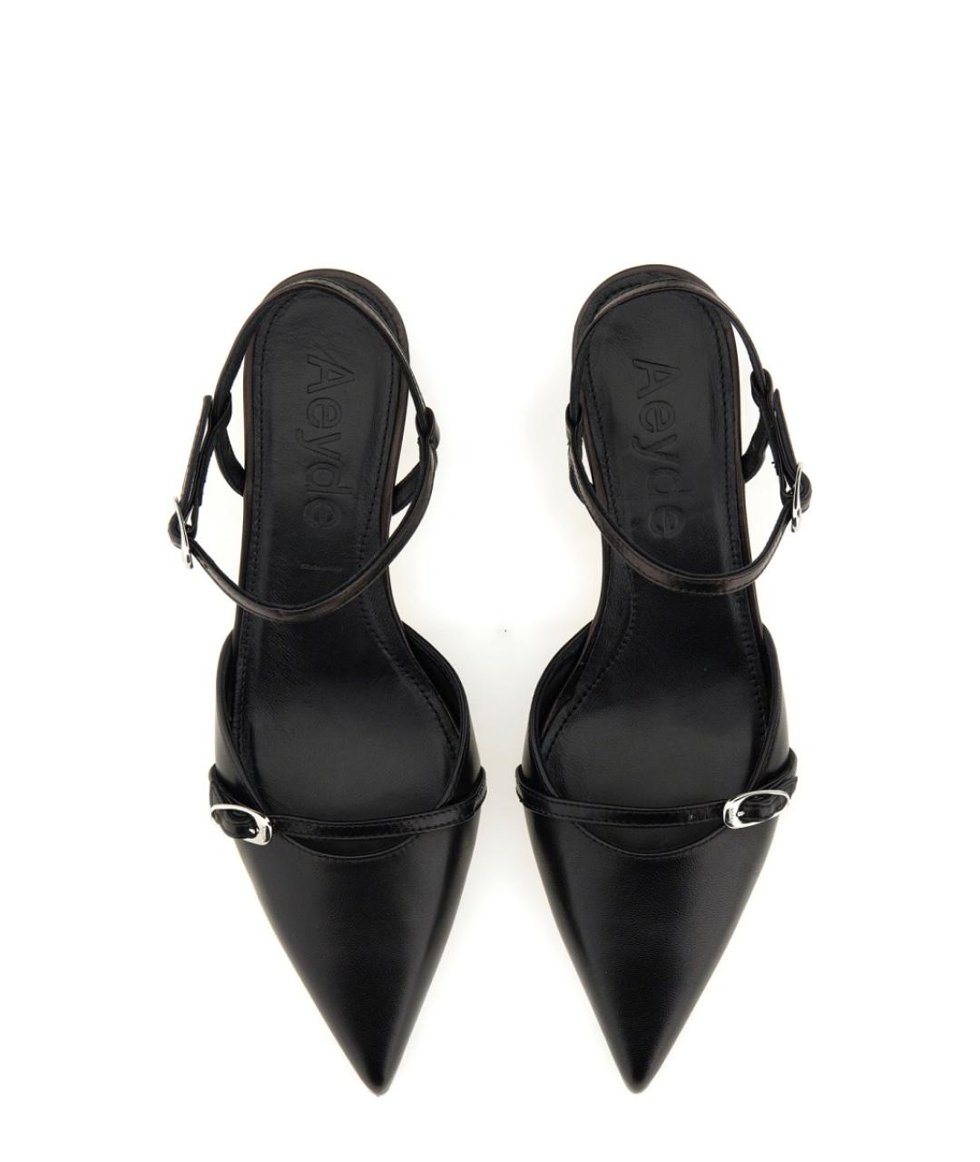 AEYDE Черные кожаные лодочки на низком каблуке, фото 3