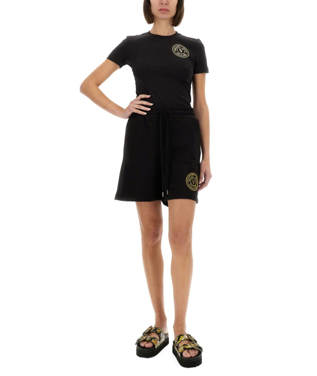 VERSACE JEANS COUTURE Черные хлопковые шорты, фото 2