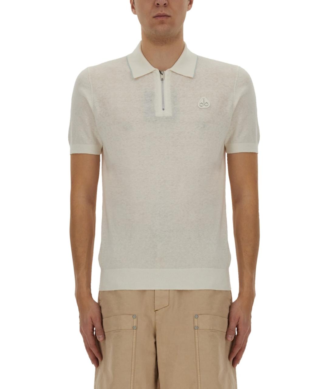 MOOSE KNUCKLES Белое хлопковое поло с коротким рукавом, фото 5