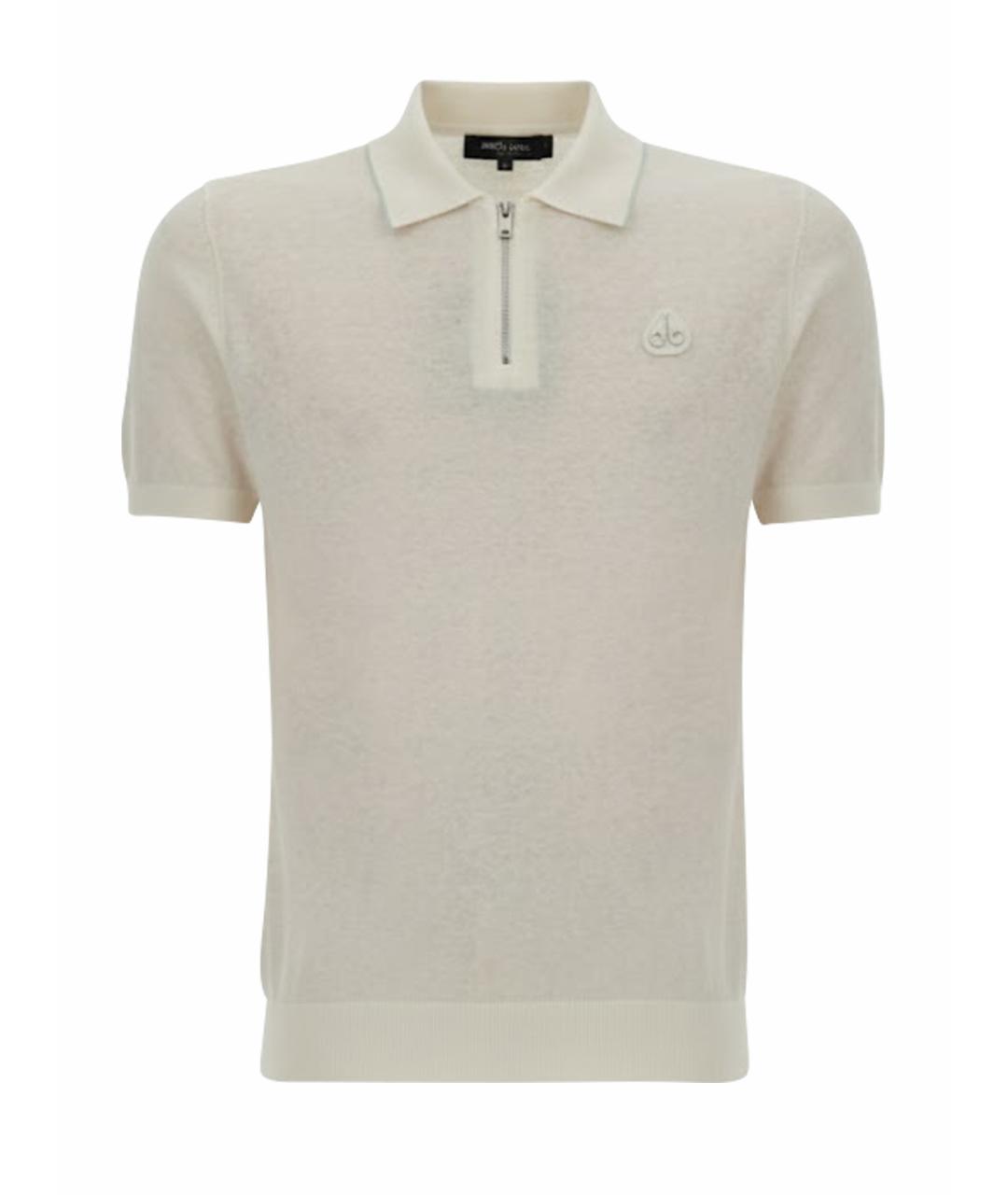 MOOSE KNUCKLES Белое хлопковое поло с коротким рукавом, фото 1