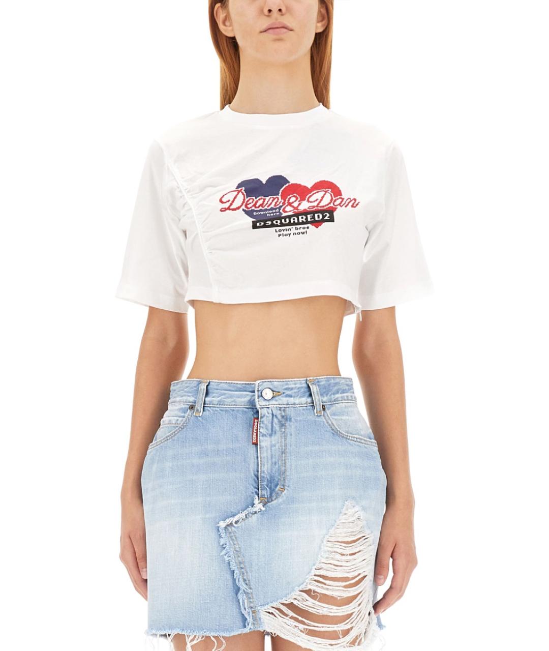 DSQUARED2 Белая хлопковая футболка, фото 2