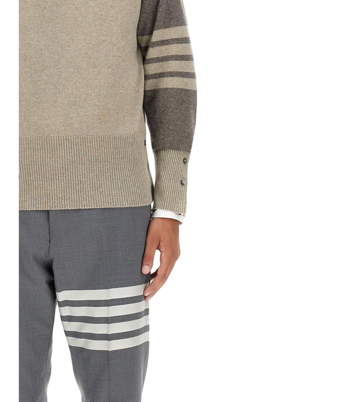 THOM BROWNE Бежевый кашемировый джемпер / свитер, фото 4
