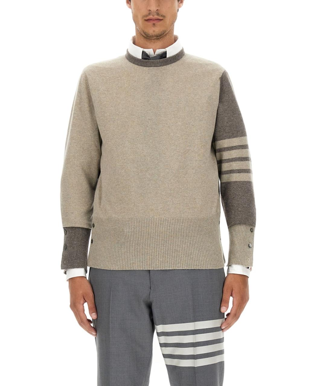 THOM BROWNE Бежевый кашемировый джемпер / свитер, фото 2