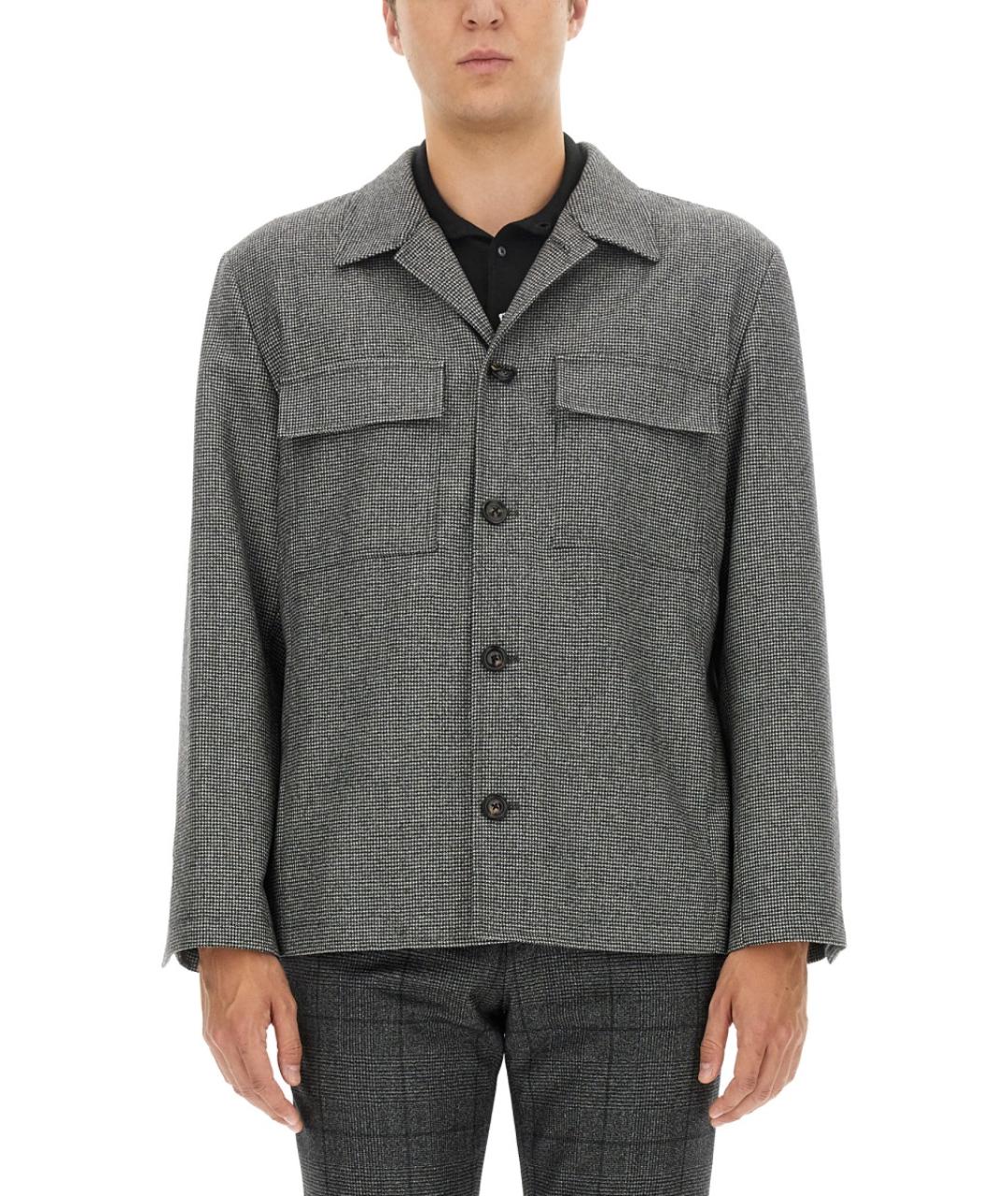 LARDINI Серая шерстяная кэжуал рубашка, фото 5