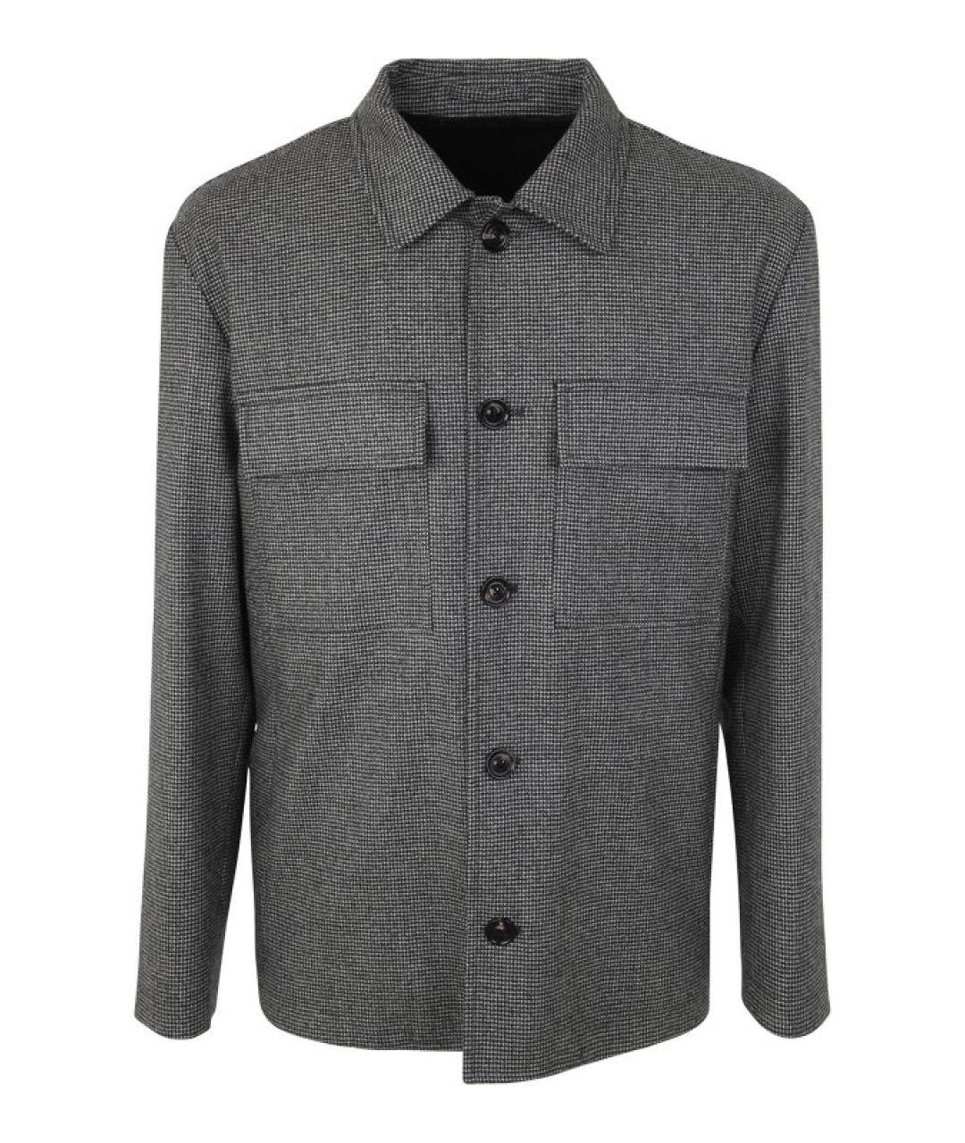 LARDINI Серая шерстяная кэжуал рубашка, фото 1