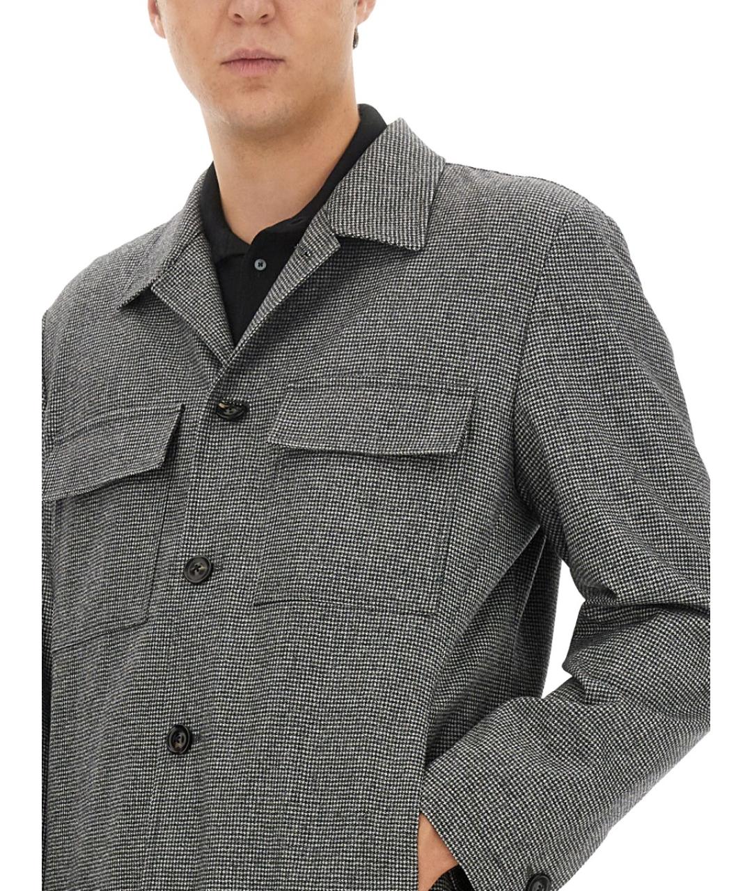 LARDINI Серая шерстяная кэжуал рубашка, фото 4