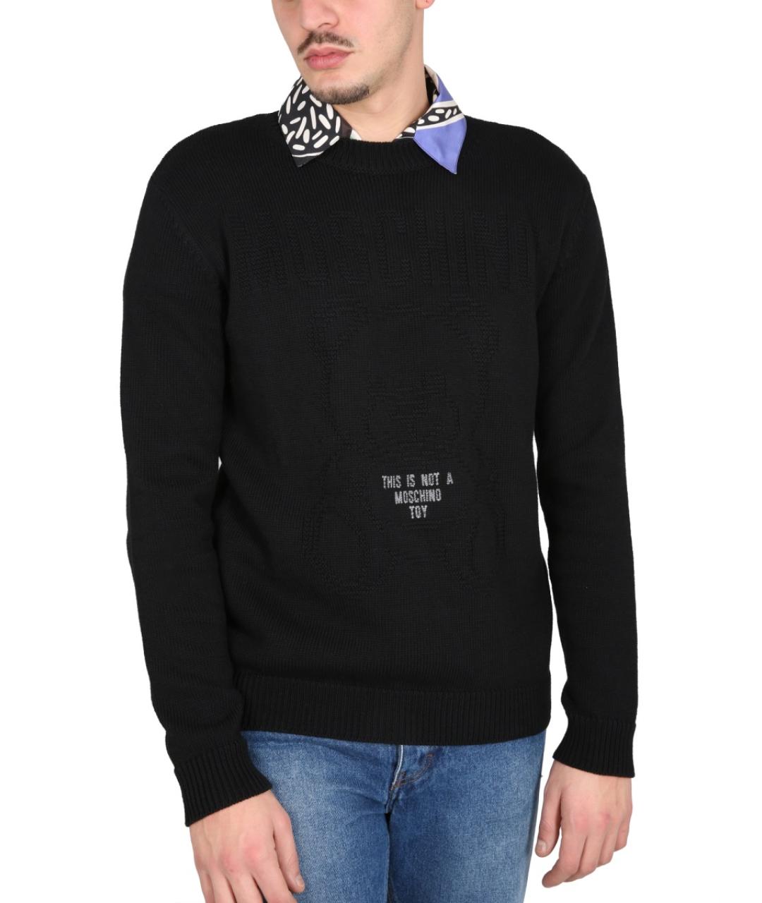 MOSCHINO Черный хлопковый джемпер / свитер, фото 4