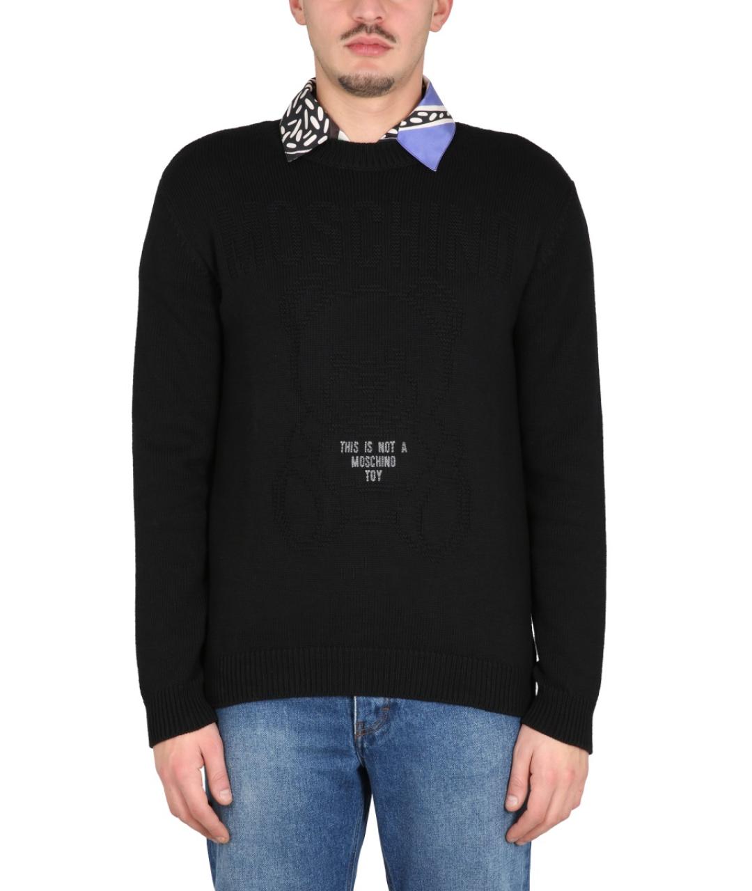 MOSCHINO Черный хлопковый джемпер / свитер, фото 5