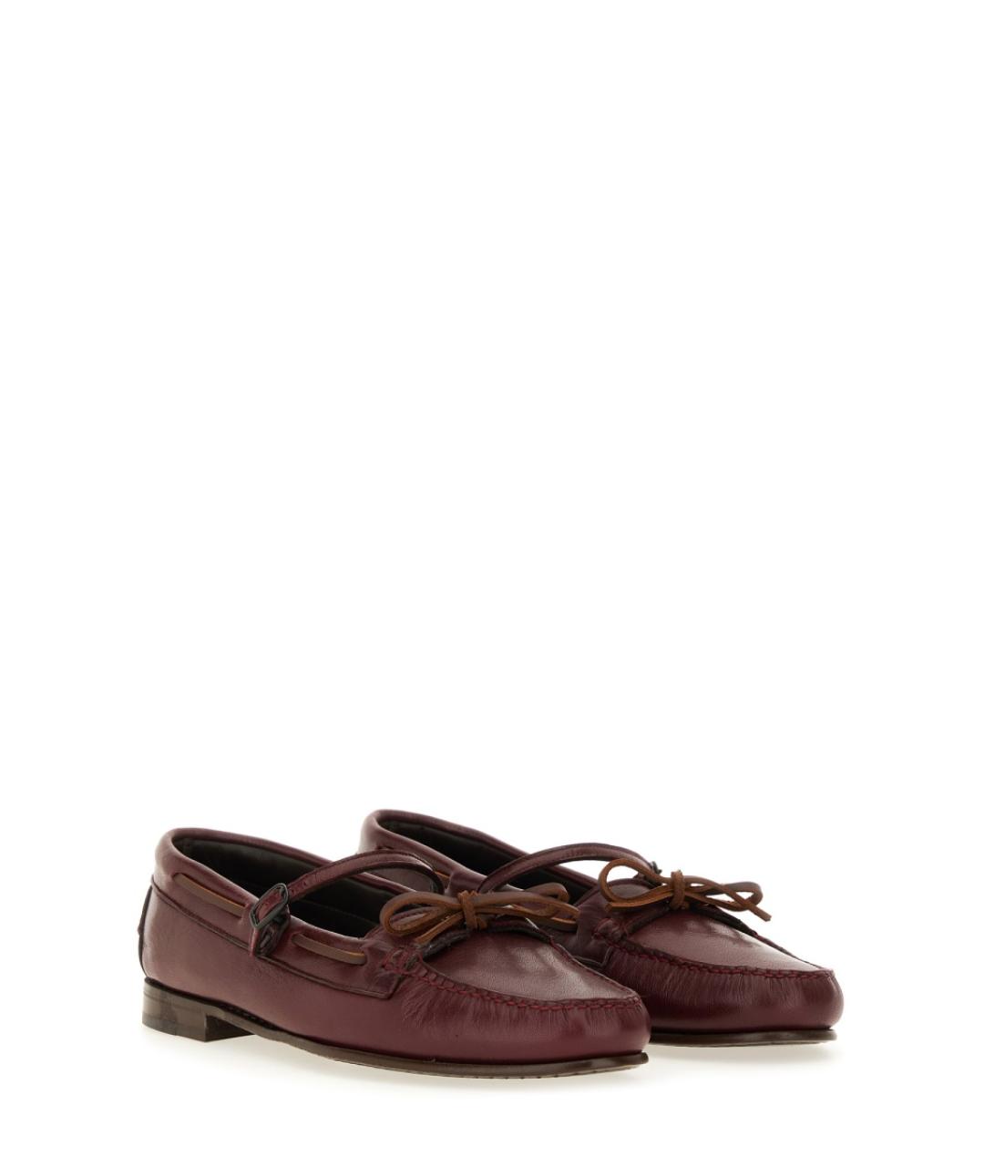 HEREU Бордовые кожаные мокасины, фото 2