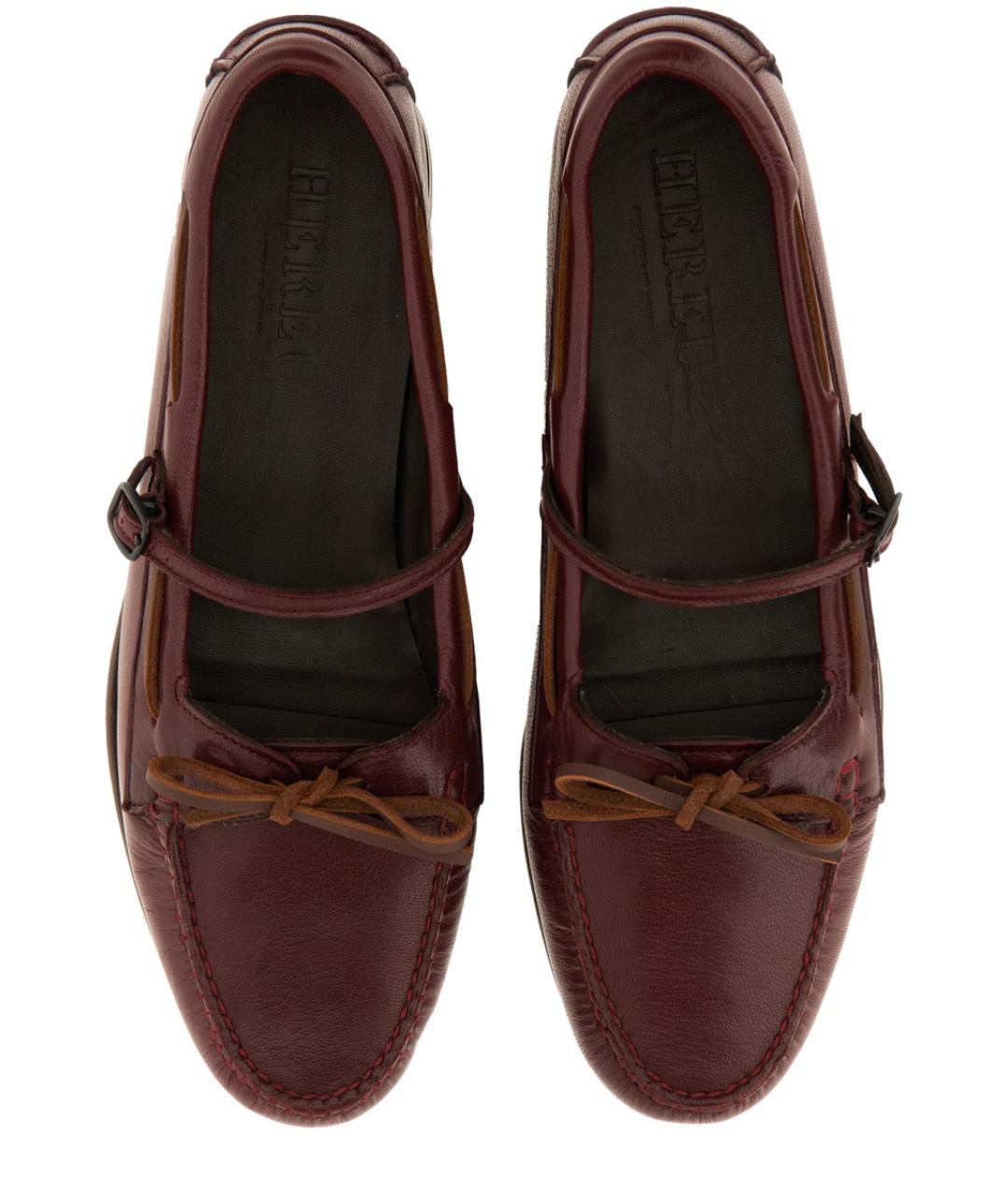 HEREU Бордовые кожаные мокасины, фото 6