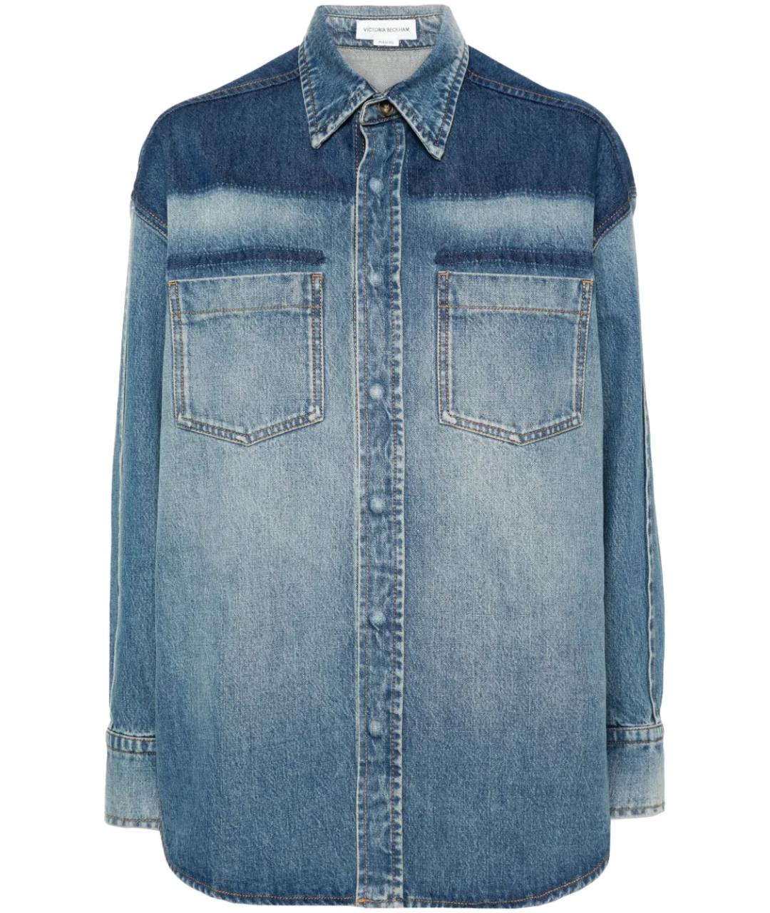 VICTORIA BECKHAM Голубая хлопковая рубашка, фото 1