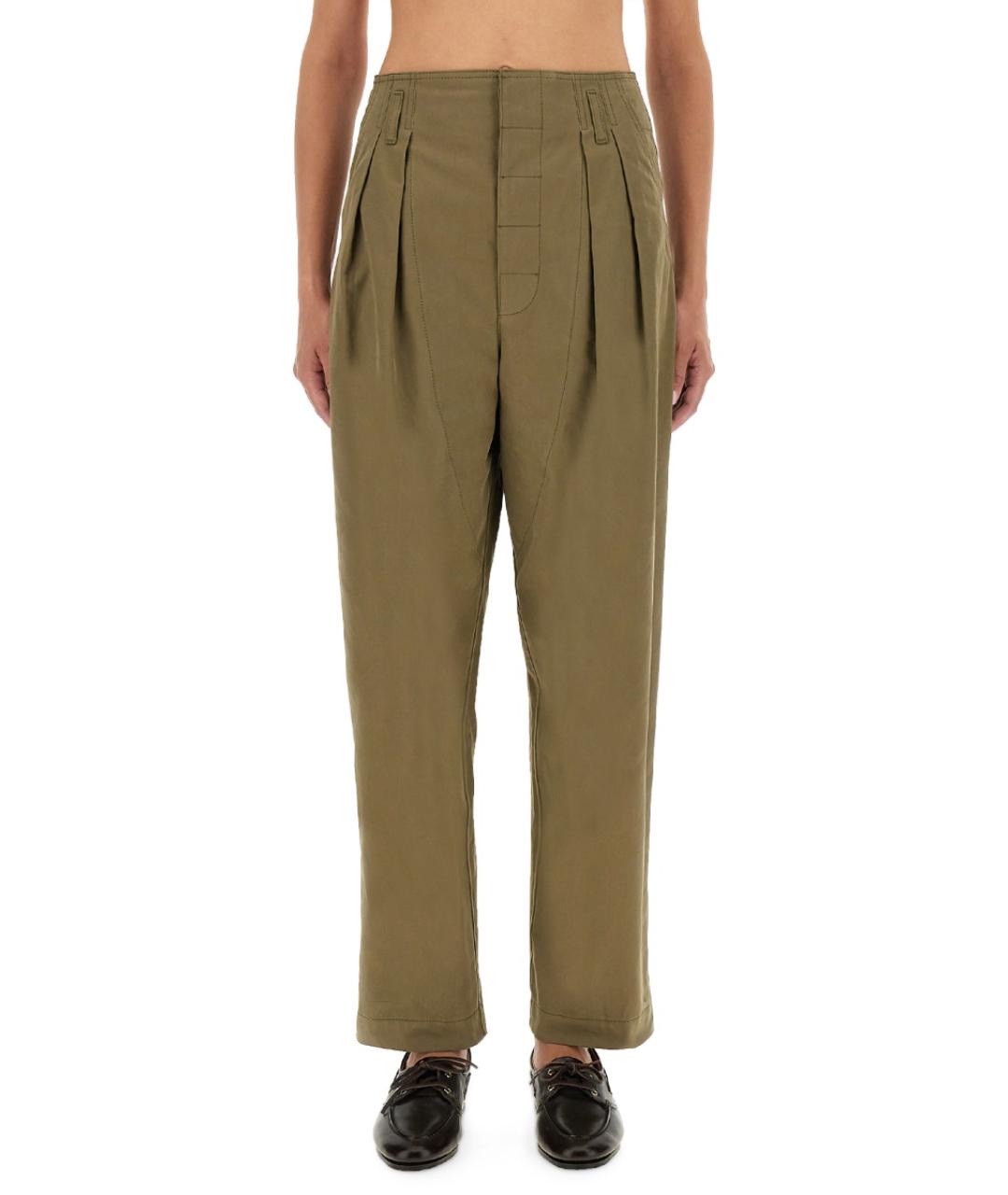 MOSCHINO Зеленые хлопковые прямые брюки, фото 2