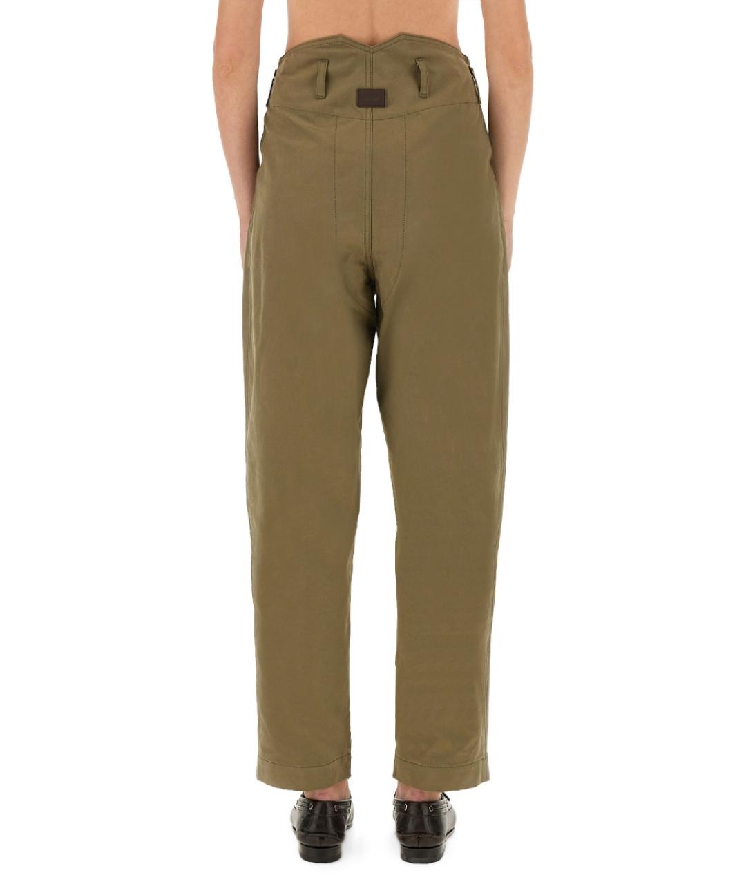 MOSCHINO Зеленые хлопковые прямые брюки, фото 4