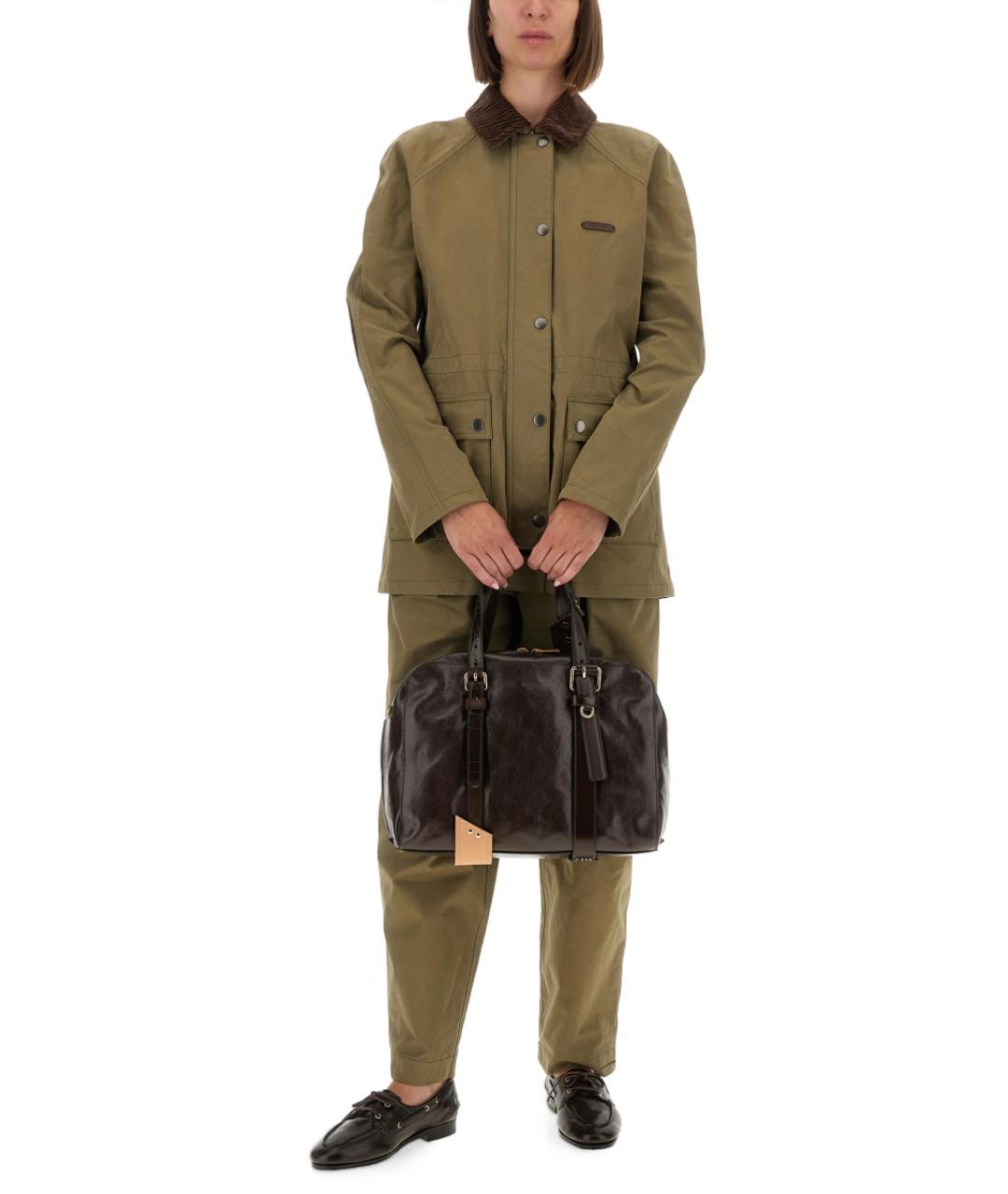 MOSCHINO Зеленые хлопковые прямые брюки, фото 3