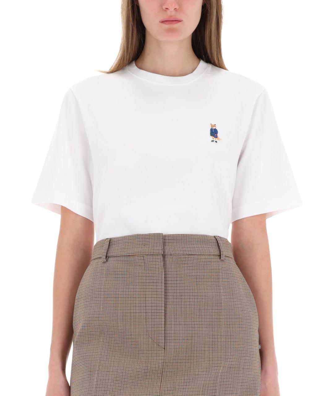 MAISON KITSUNE Белая хлопковая футболка, фото 4