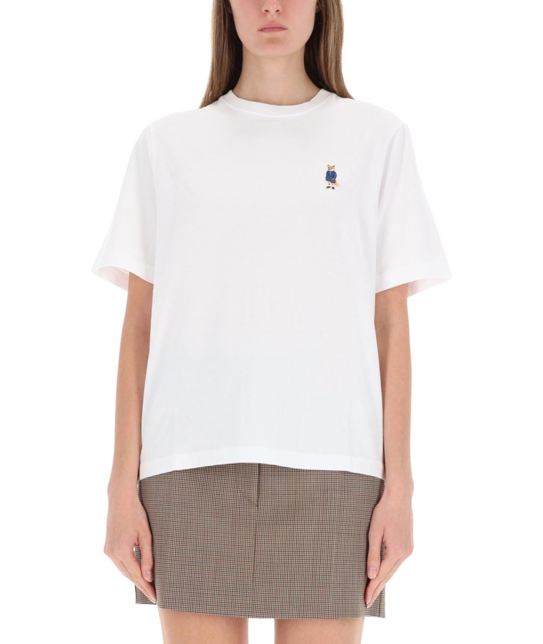 MAISON KITSUNE Белая хлопковая футболка, фото 5