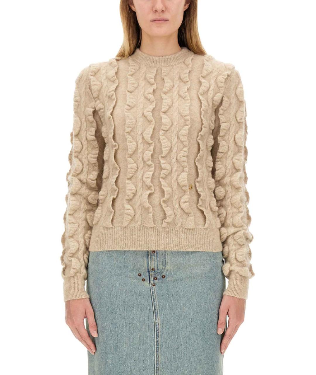 MOSCHINO Бежевый шерстяной джемпер / свитер, фото 2