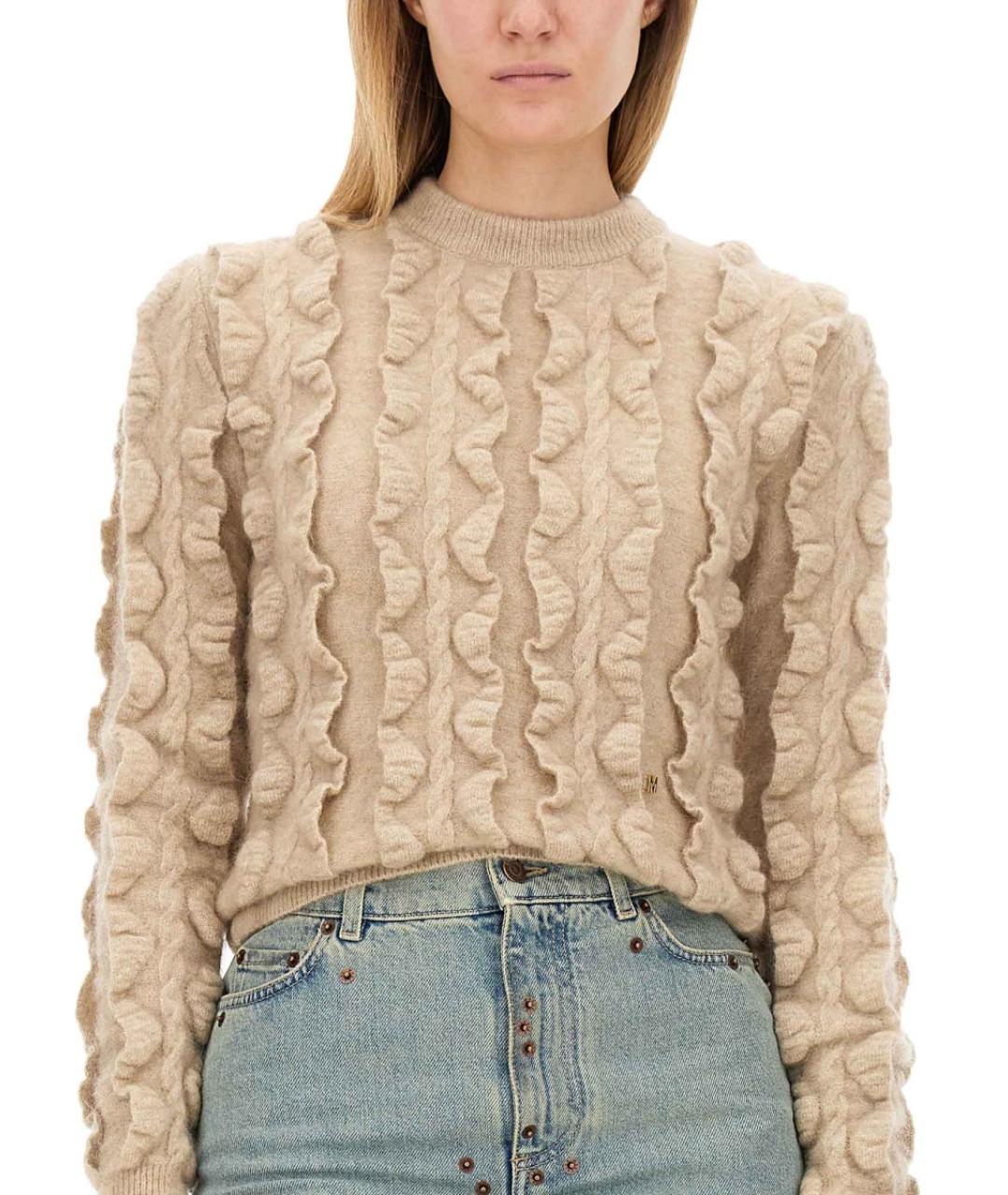 MOSCHINO Бежевый шерстяной джемпер / свитер, фото 4