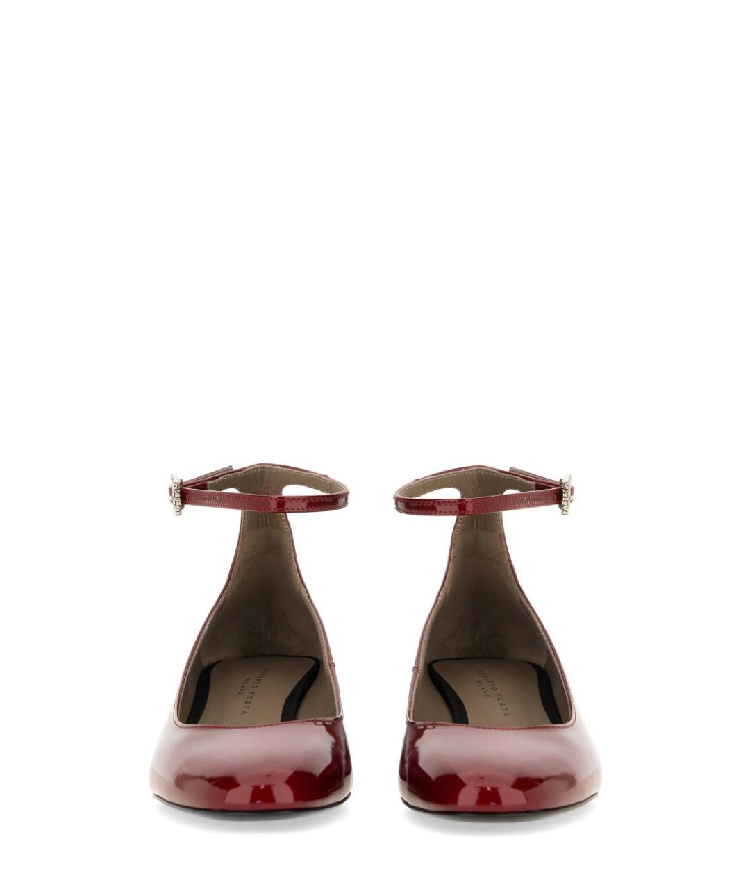 ROBERTO FESTA Красные кожаные лодочки на низком каблуке, фото 4