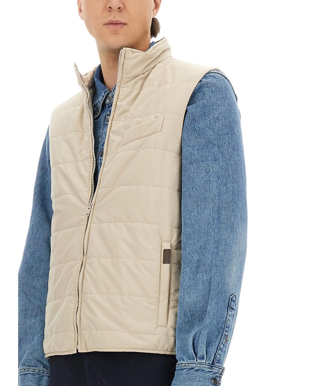 FAY Бежевый полиэстеровый жилет, фото 4