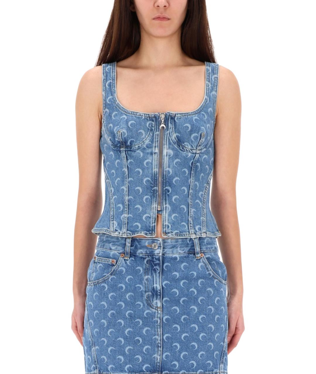 MARINE SERRE Синяя хлопковая майка, фото 4