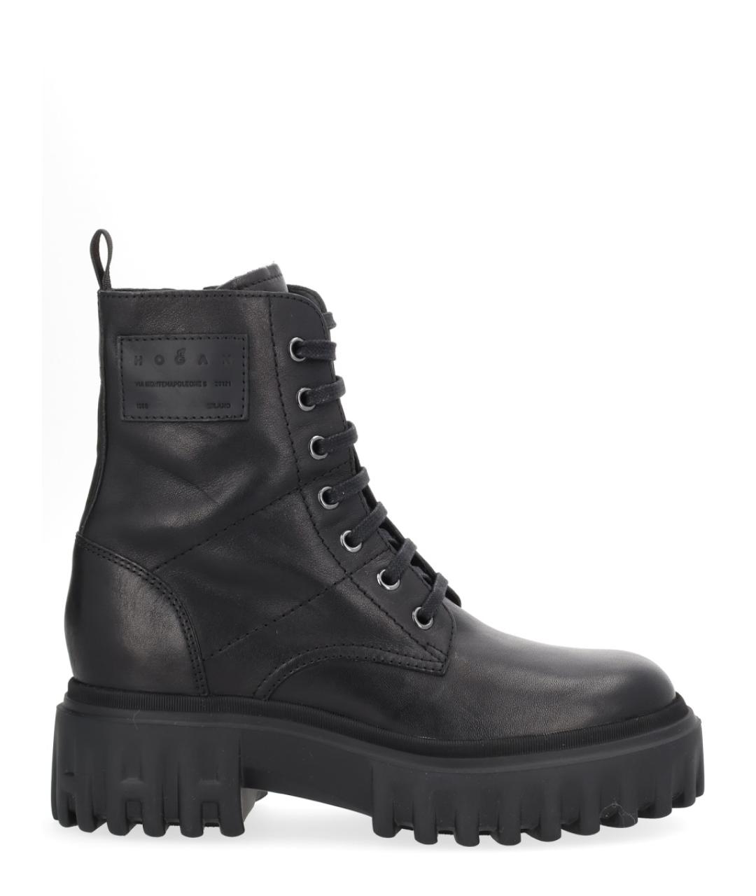 HOGAN Черные кожаные ботинки, фото 1