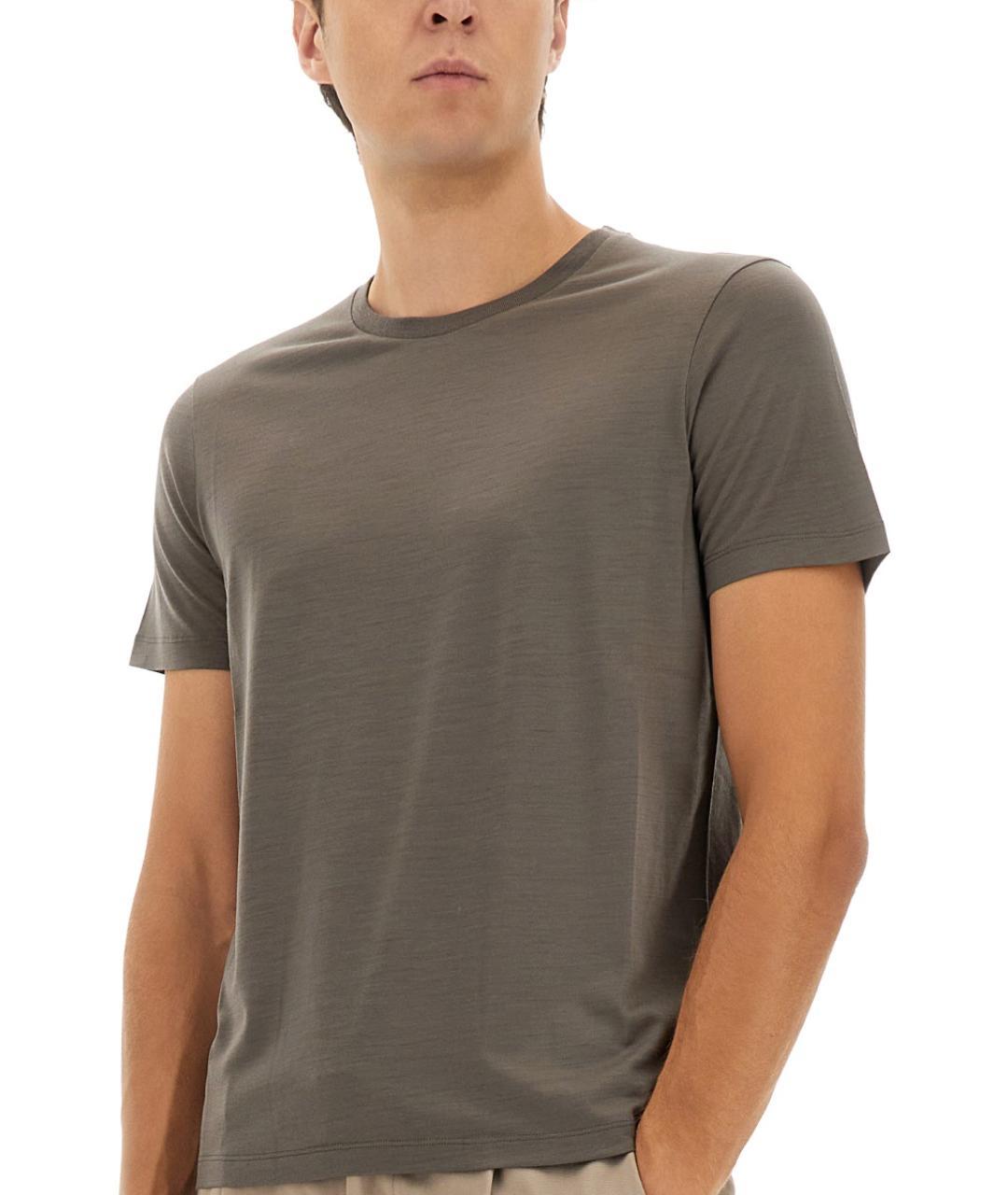 HERNO Серая хлопко-шерстяная футболка, фото 4