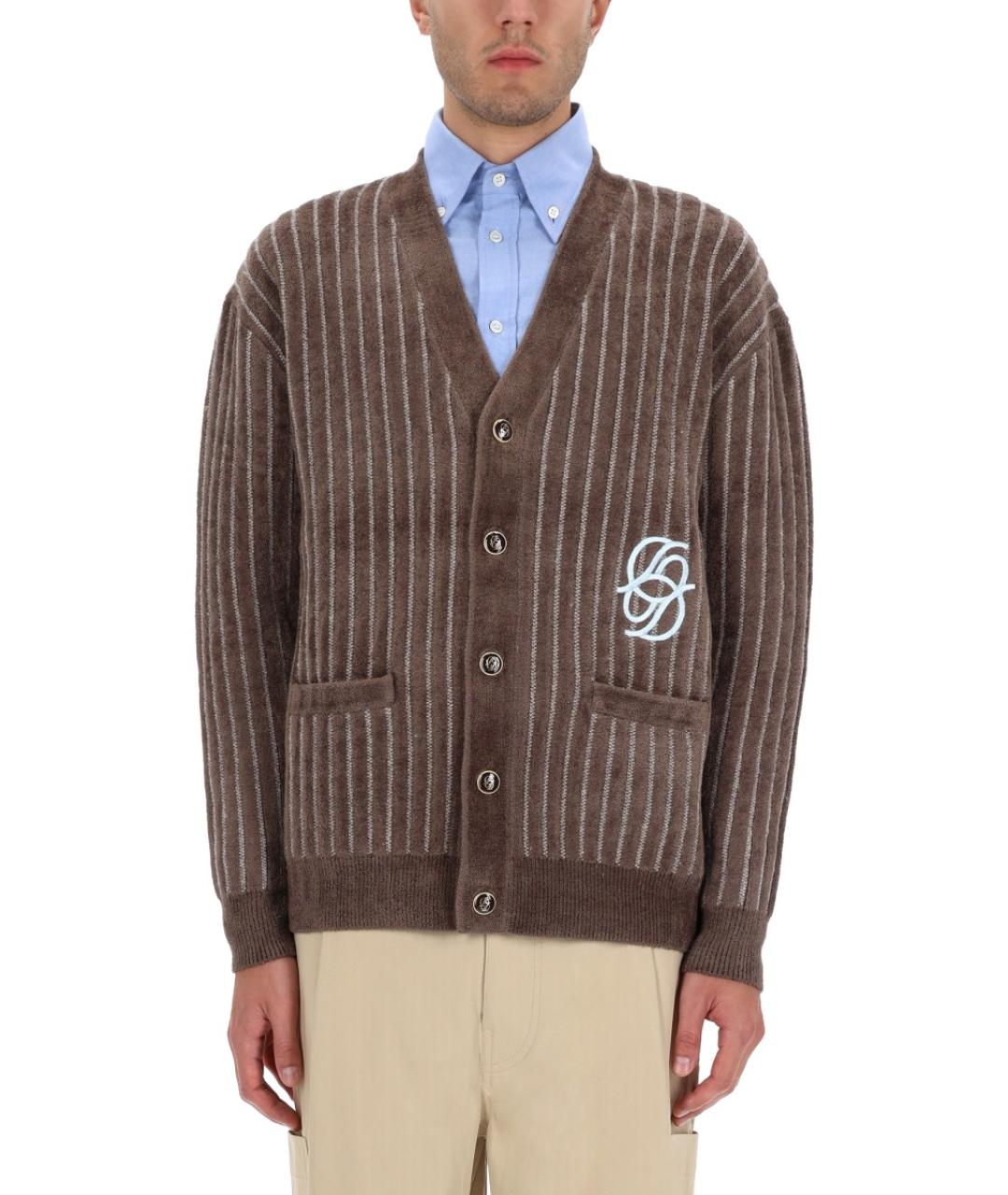 Drole de Monsieur Коричневый вискозный кардиган, фото 4