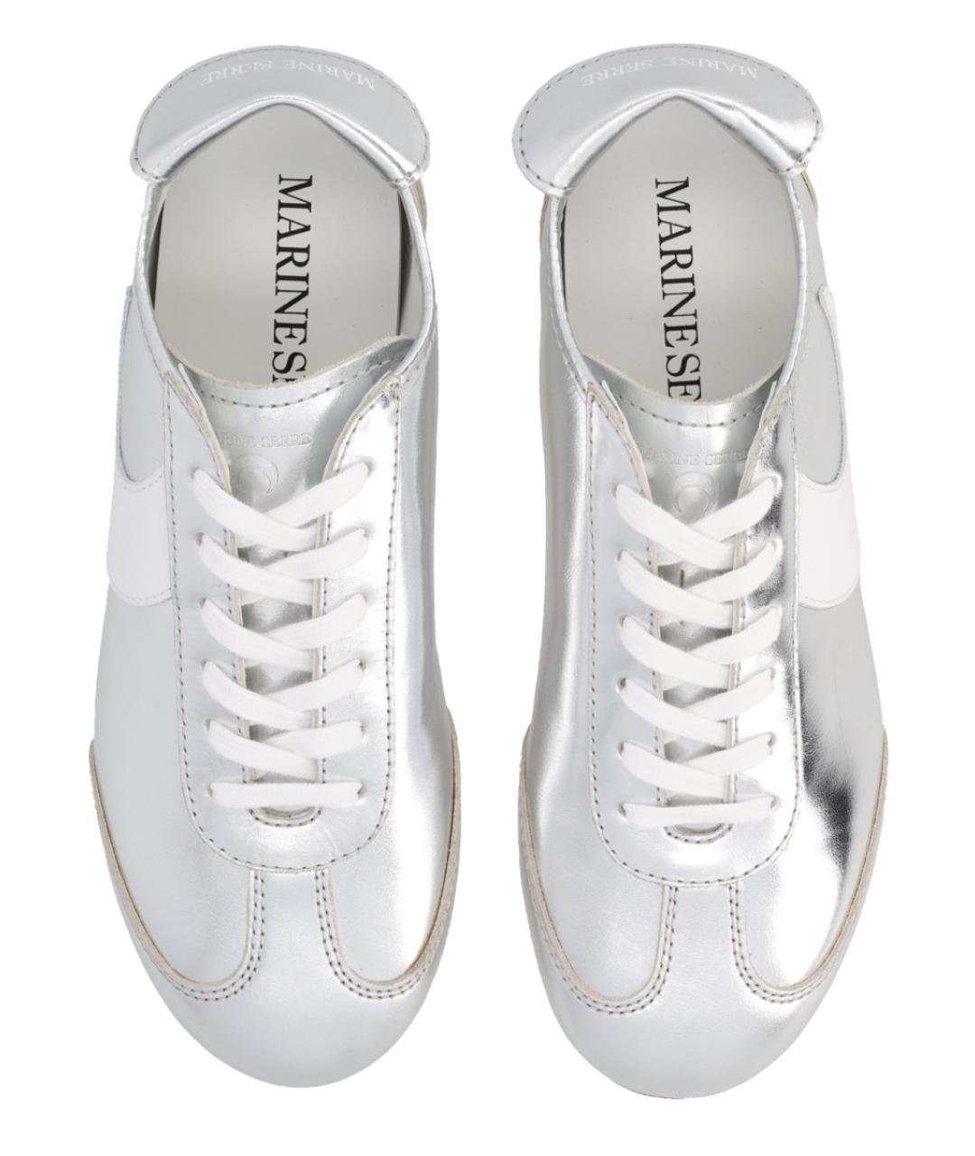 MARINE SERRE Серебряные кожаные кроссовки, фото 4