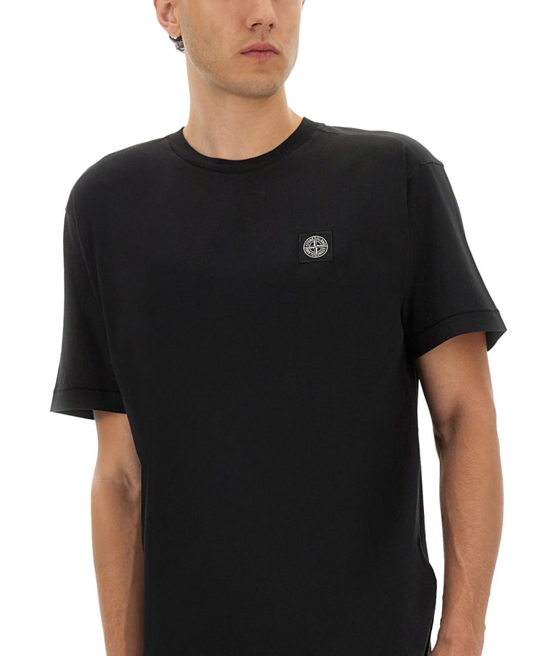 STONE ISLAND Черная хлопковая футболка, фото 2