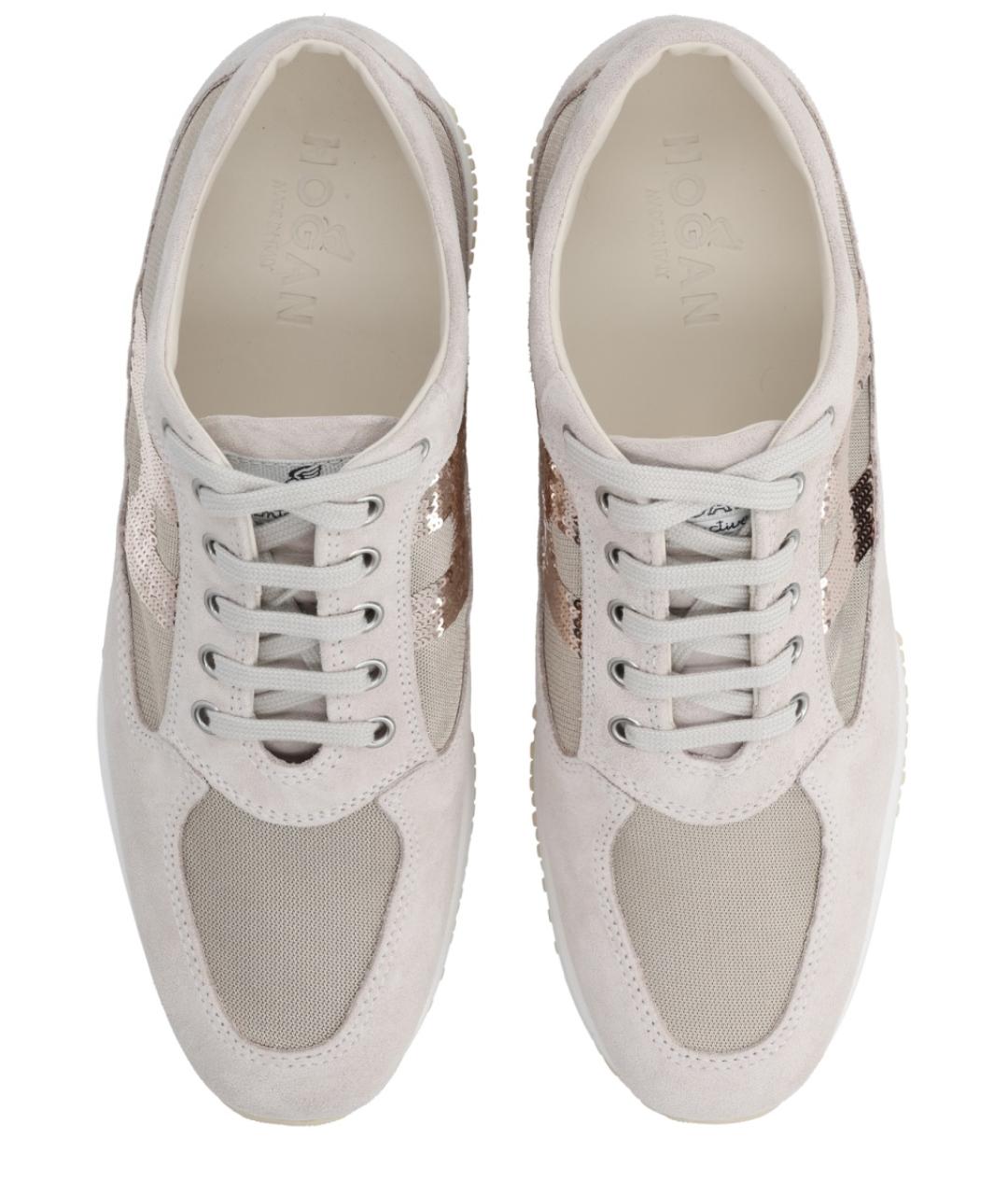 HOGAN Серые кожаные кроссовки, фото 5