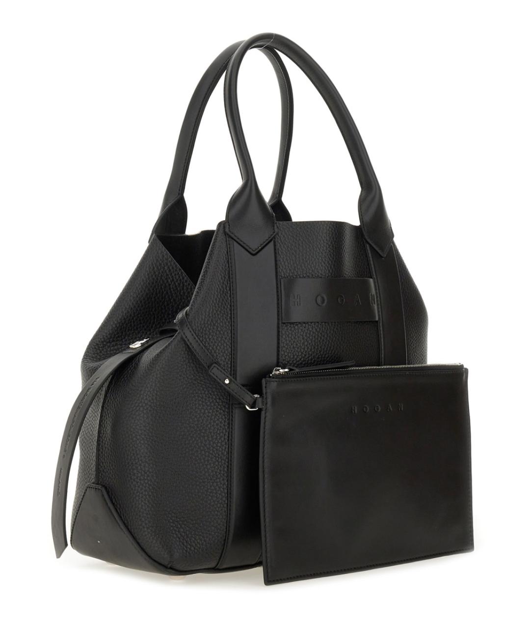 HOGAN Черная кожаная сумка тоут, фото 3