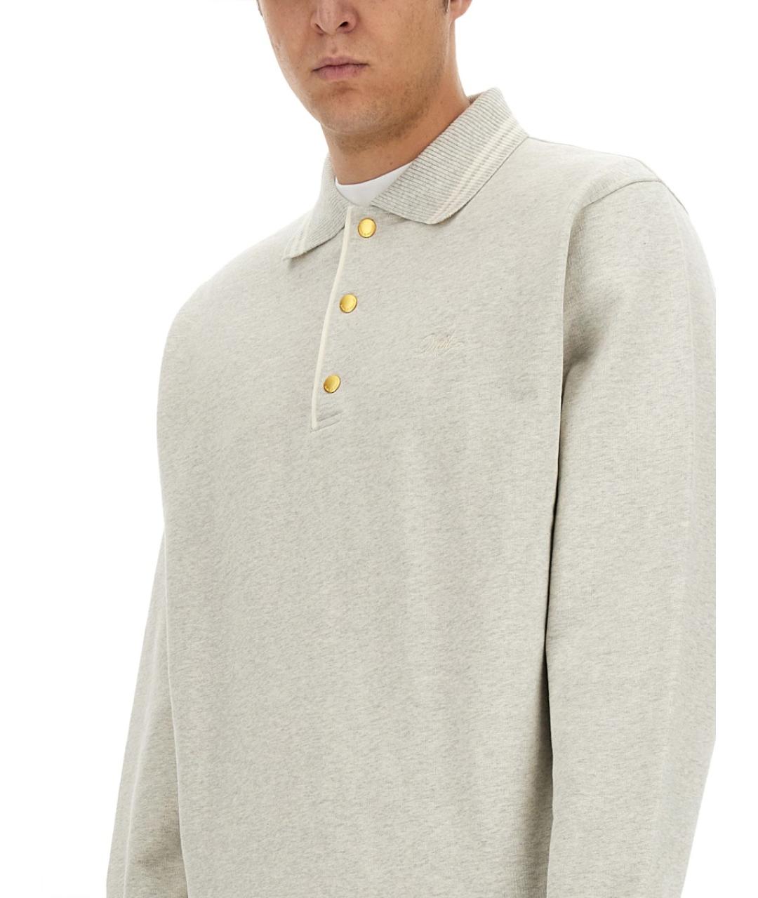 Drole de Monsieur Серое хлопковое поло с коротким рукавом, фото 4