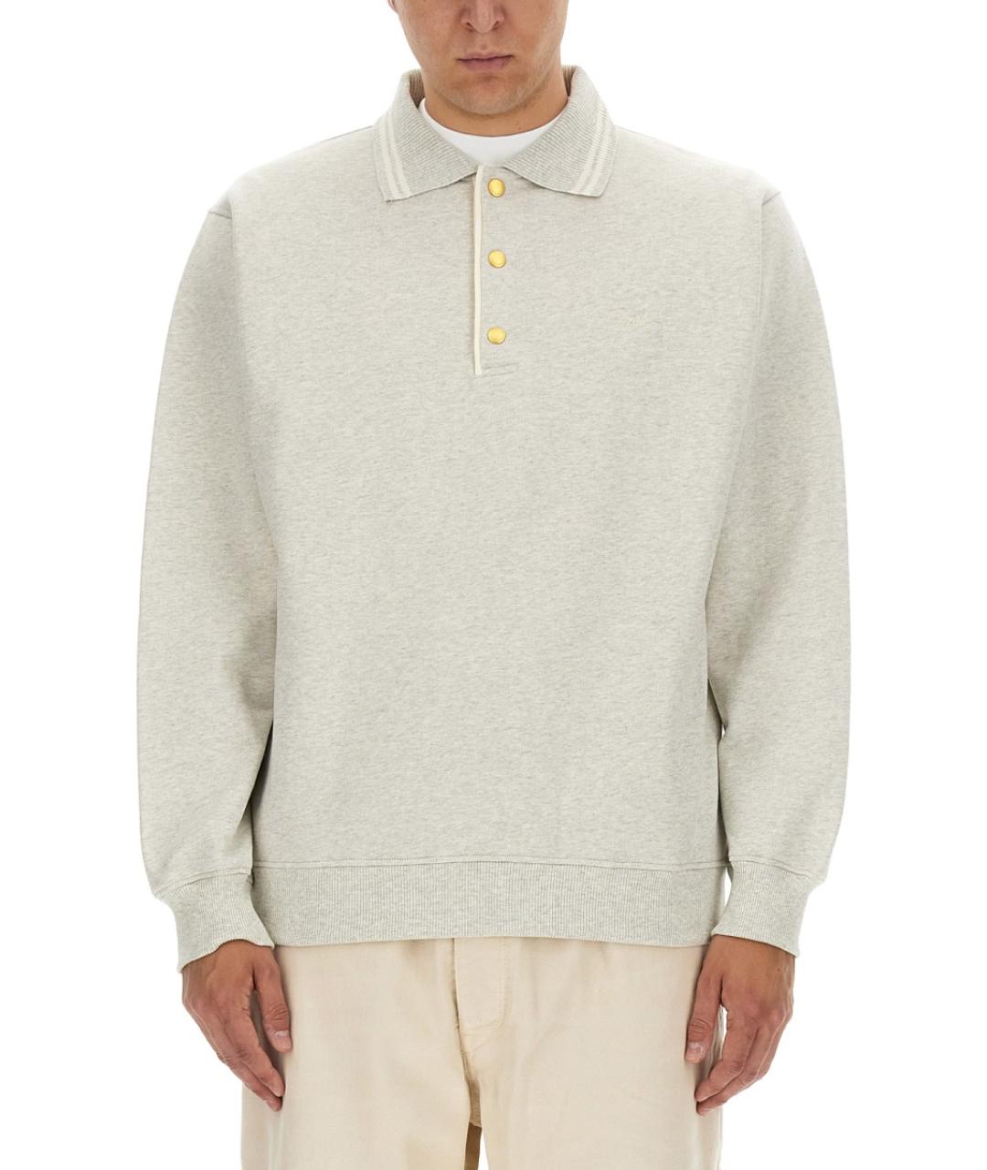 Drole de Monsieur Серое хлопковое поло с коротким рукавом, фото 5