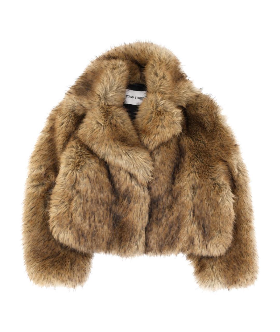 STAND Бежевая полиэстеровая шуба, фото 1