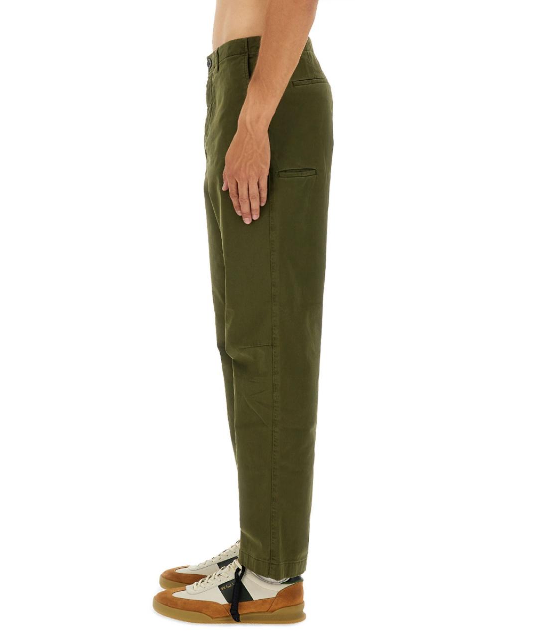 PS BY PAUL SMITH Зеленые хлопковые повседневные брюки, фото 4
