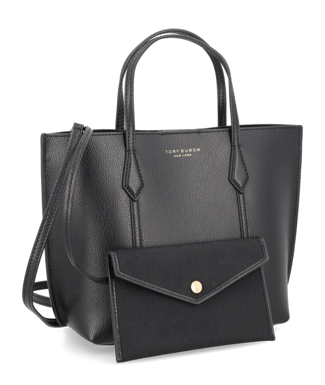 TORY BURCH Черная кожаная сумка тоут, фото 2