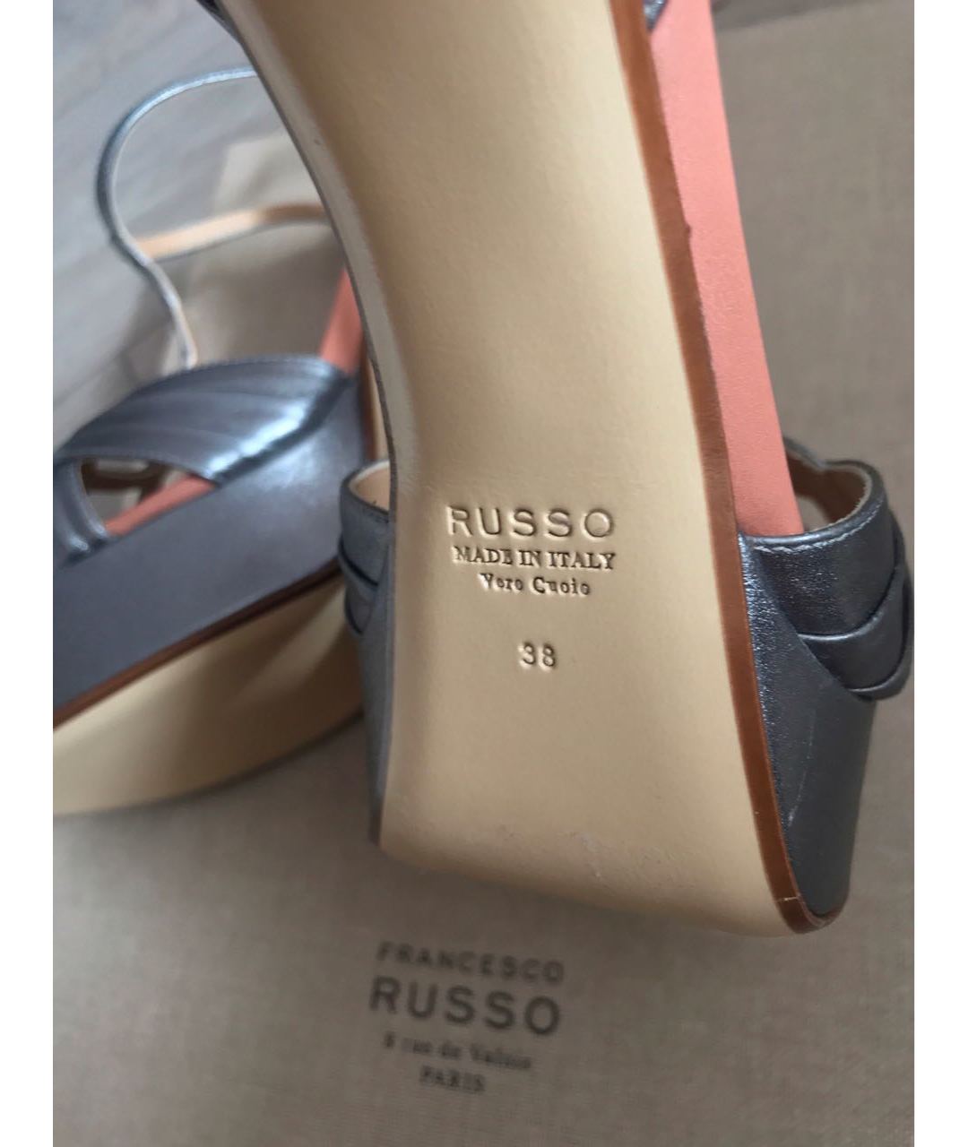FRANCESCO RUSSO Серебряные кожаные босоножки, фото 5