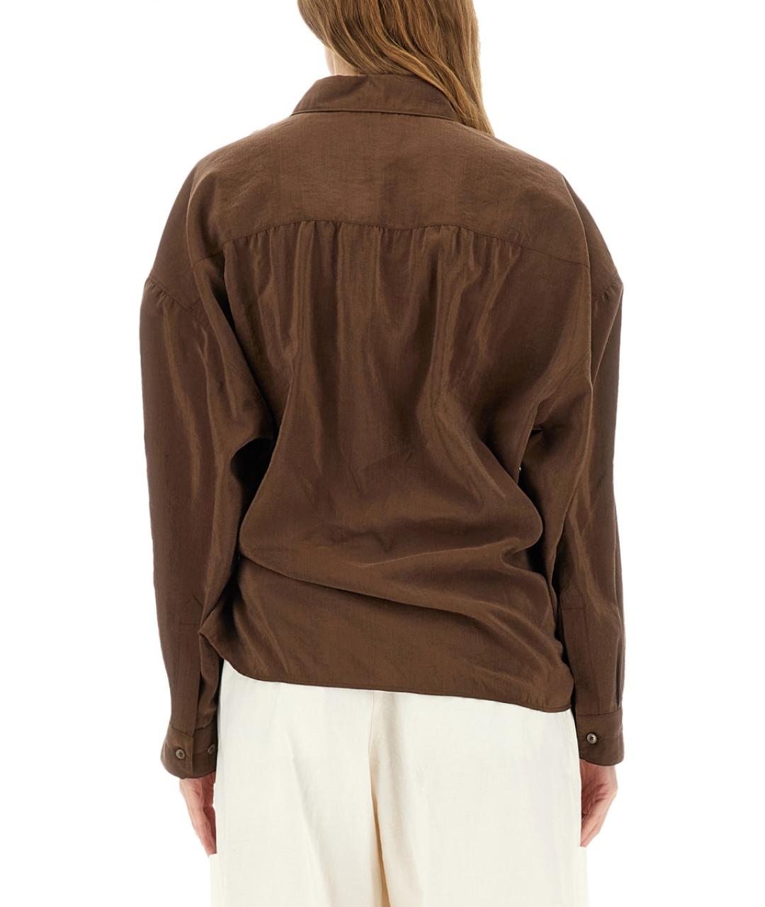 LEMAIRE Коричневая шелковая рубашка, фото 3