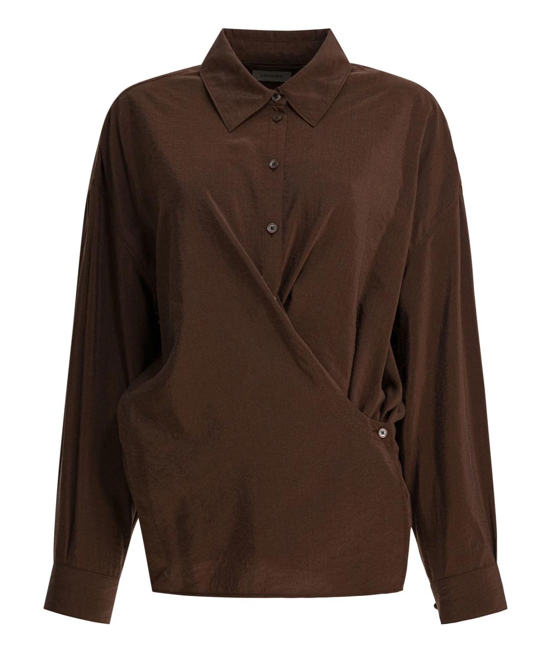 LEMAIRE Коричневая шелковая рубашка, фото 1