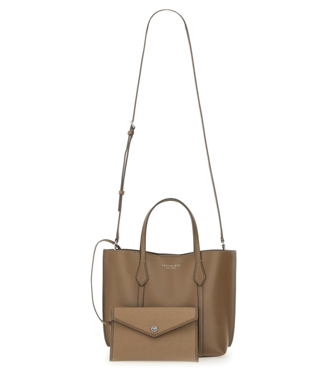 TORY BURCH Коричневая кожаная сумка тоут, фото 2
