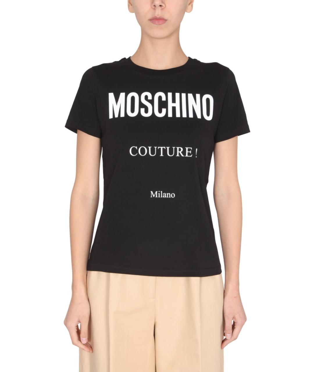 MOSCHINO Черная хлопковая футболка, фото 2